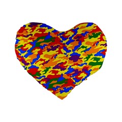 Homouflage Gay Stealth Camouflage Standard 16  Premium Flano Heart Shape Cushions by PodArtist