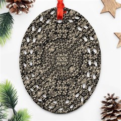 Animal Print Camo Pattern Ornament (oval Filigree) by dflcprints