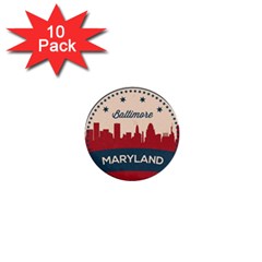 Retro Baltimore Maryland Skyline 1  Mini Buttons (10 Pack)  by Bigfootshirtshop