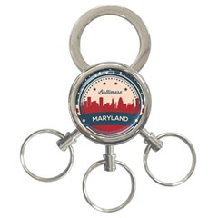 Retro Baltimore Maryland Skyline 3-ring Key Chains by Bigfootshirtshop