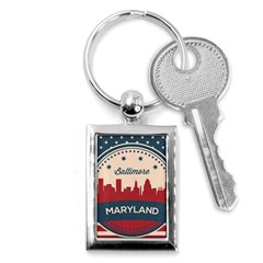 Retro Baltimore Maryland Skyline Key Chains (rectangle)  by Bigfootshirtshop