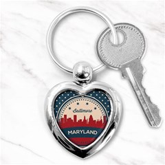 Retro Baltimore Maryland Skyline Key Chains (heart)  by Bigfootshirtshop