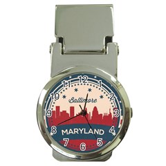 Retro Baltimore Maryland Skyline Money Clip Watches by Bigfootshirtshop