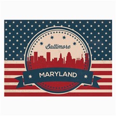 Retro Baltimore Maryland Skyline Large Glasses Cloth by Bigfootshirtshop