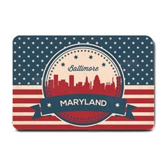 Retro Baltimore Maryland Skyline Small Doormat  by Bigfootshirtshop