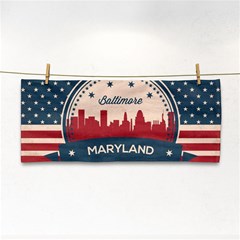 Retro Baltimore Maryland Skyline Hand Towel by Bigfootshirtshop