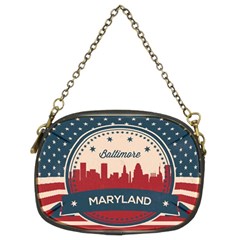 Retro Baltimore Maryland Skyline Chain Purses (two Sides)  by Bigfootshirtshop