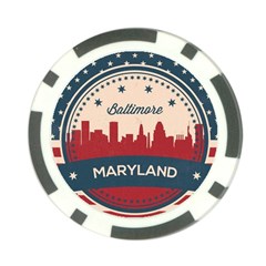 Retro Baltimore Maryland Skyline Poker Chip Card Guard (10 Pack) by Bigfootshirtshop