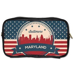 Retro Baltimore Maryland Skyline Toiletries Bags 2-side by Bigfootshirtshop