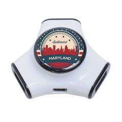 Retro Baltimore Maryland Skyline 3-port Usb Hub by Bigfootshirtshop