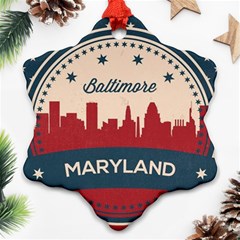 Retro Baltimore Maryland Skyline Ornament (snowflake) by Bigfootshirtshop