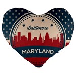 Retro Baltimore Maryland Skyline Large 19  Premium Heart Shape Cushions Front