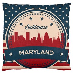 Retro Baltimore Maryland Skyline Large Flano Cushion Case (two Sides) by Bigfootshirtshop