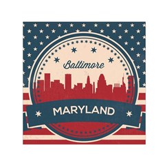 Retro Baltimore Maryland Skyline Small Satin Scarf (square)  by Bigfootshirtshop