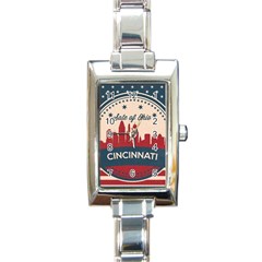 Retro Cincinnati Ohio Skyline Rectangle Italian Charm Watch by Bigfootshirtshop