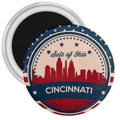 Retro Cincinnati Ohio Skyline 3  Magnets by Bigfootshirtshop