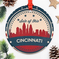 Retro Cincinnati Ohio Skyline Ornament (round) by Bigfootshirtshop