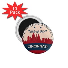 Retro Cincinnati Ohio Skyline 1 75  Magnets (10 Pack)  by Bigfootshirtshop