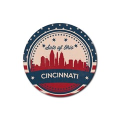 Retro Cincinnati Ohio Skyline Rubber Round Coaster (4 Pack)  by Bigfootshirtshop