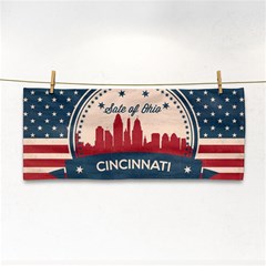 Retro Cincinnati Ohio Skyline Hand Towel by Bigfootshirtshop