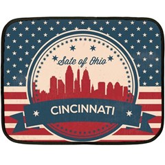 Retro Cincinnati Ohio Skyline Fleece Blanket (mini) by Bigfootshirtshop