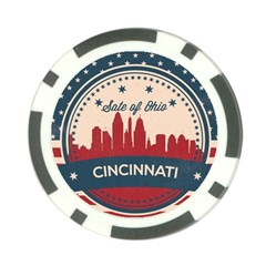 Retro Cincinnati Ohio Skyline Poker Chip Card Guard (10 Pack) by Bigfootshirtshop