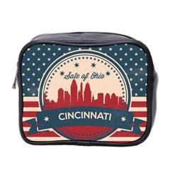 Retro Cincinnati Ohio Skyline Mini Toiletries Bag 2-side by Bigfootshirtshop