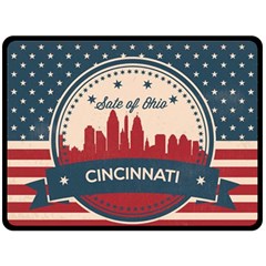 Retro Cincinnati Ohio Skyline Fleece Blanket (large)  by Bigfootshirtshop