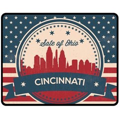 Retro Cincinnati Ohio Skyline Fleece Blanket (medium)  by Bigfootshirtshop