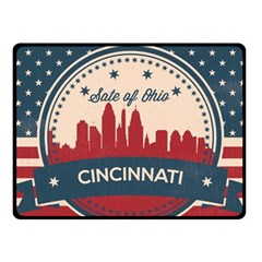 Retro Cincinnati Ohio Skyline Fleece Blanket (small) by Bigfootshirtshop