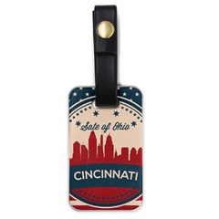 Retro Cincinnati Ohio Skyline Luggage Tags (one Side)  by Bigfootshirtshop