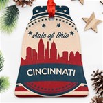 Retro Cincinnati Ohio Skyline Bell Ornament (Two Sides) Front