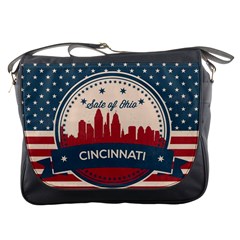 Retro Cincinnati Ohio Skyline Messenger Bags by Bigfootshirtshop