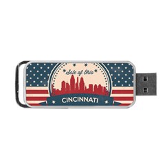 Retro Cincinnati Ohio Skyline Portable Usb Flash (two Sides) by Bigfootshirtshop