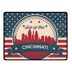 Retro Cincinnati Ohio Skyline Double Sided Fleece Blanket (small)  by Bigfootshirtshop