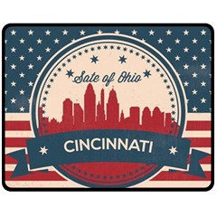 Retro Cincinnati Ohio Skyline Double Sided Fleece Blanket (medium)  by Bigfootshirtshop