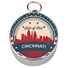 Retro Cincinnati Ohio Skyline Silver Compasses by Bigfootshirtshop