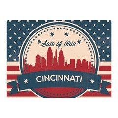 Retro Cincinnati Ohio Skyline Double Sided Flano Blanket (mini)  by Bigfootshirtshop