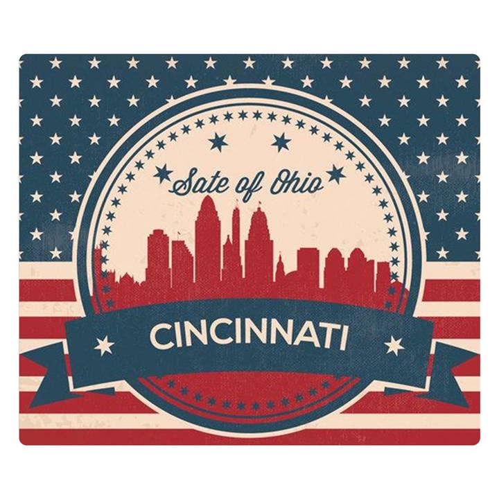 Retro Cincinnati Ohio Skyline Double Sided Flano Blanket (Small) 