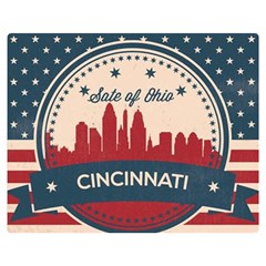 Retro Cincinnati Ohio Skyline Double Sided Flano Blanket (medium)  by Bigfootshirtshop