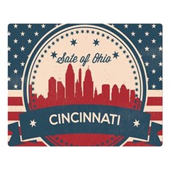 Retro Cincinnati Ohio Skyline Double Sided Flano Blanket (large)  by Bigfootshirtshop