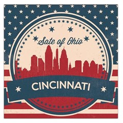 Retro Cincinnati Ohio Skyline Large Satin Scarf (square) by Bigfootshirtshop