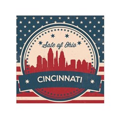 Retro Cincinnati Ohio Skyline Small Satin Scarf (square)  by Bigfootshirtshop