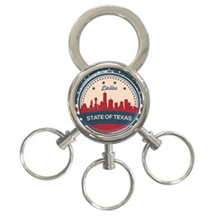 Retro Dallas Texas Skyline 3-ring Key Chains by Bigfootshirtshop