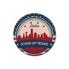 Retro Dallas Texas Skyline Rubber Round Coaster (4 Pack)  by Bigfootshirtshop