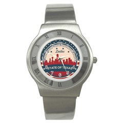 Retro Dallas Texas Skyline Stainless Steel Watch by Bigfootshirtshop