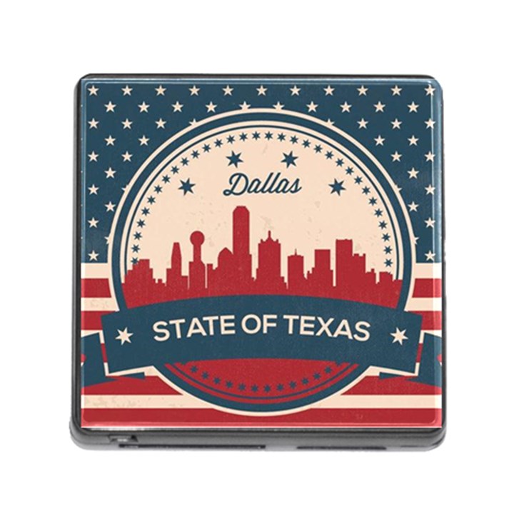 Retro Dallas Texas Skyline Memory Card Reader (Square)