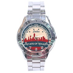 Retro Dallas Texas Skyline Stainless Steel Analogue Watch by Bigfootshirtshop