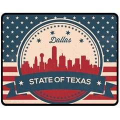 Retro Dallas Texas Skyline Double Sided Fleece Blanket (medium)  by Bigfootshirtshop