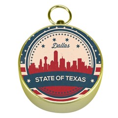 Retro Dallas Texas Skyline Gold Compasses by Bigfootshirtshop